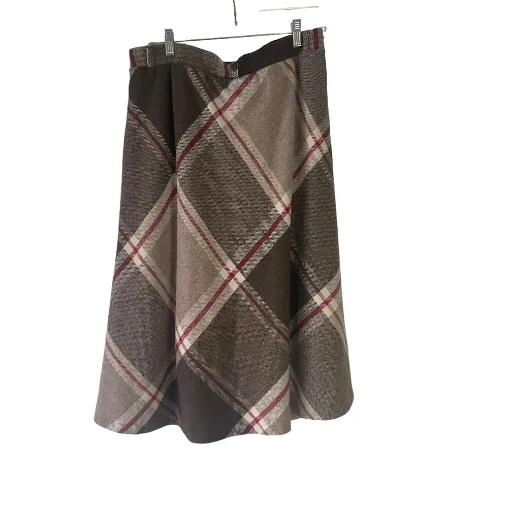 Summit Too Vintage‎ 90s Women's Size 32 Wool Academia Plaid Maxi Skirt